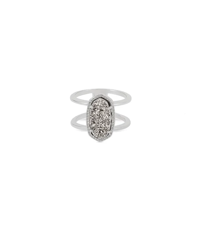 Elyse Ring Silver Platinum Drusy – Size 7