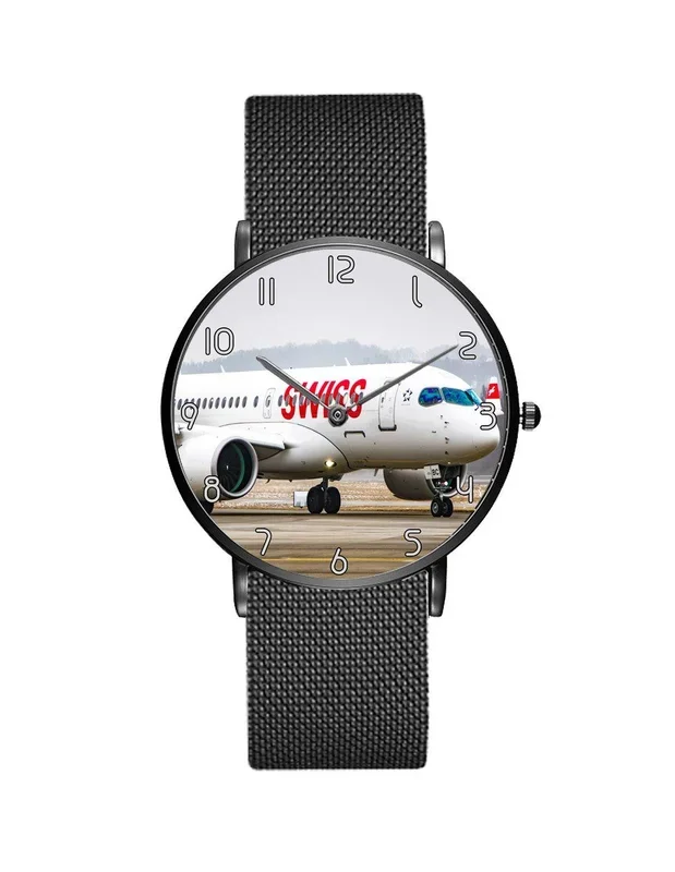 Swiss Airlines Bombardier CS100 Stainless Steel Strap Watches